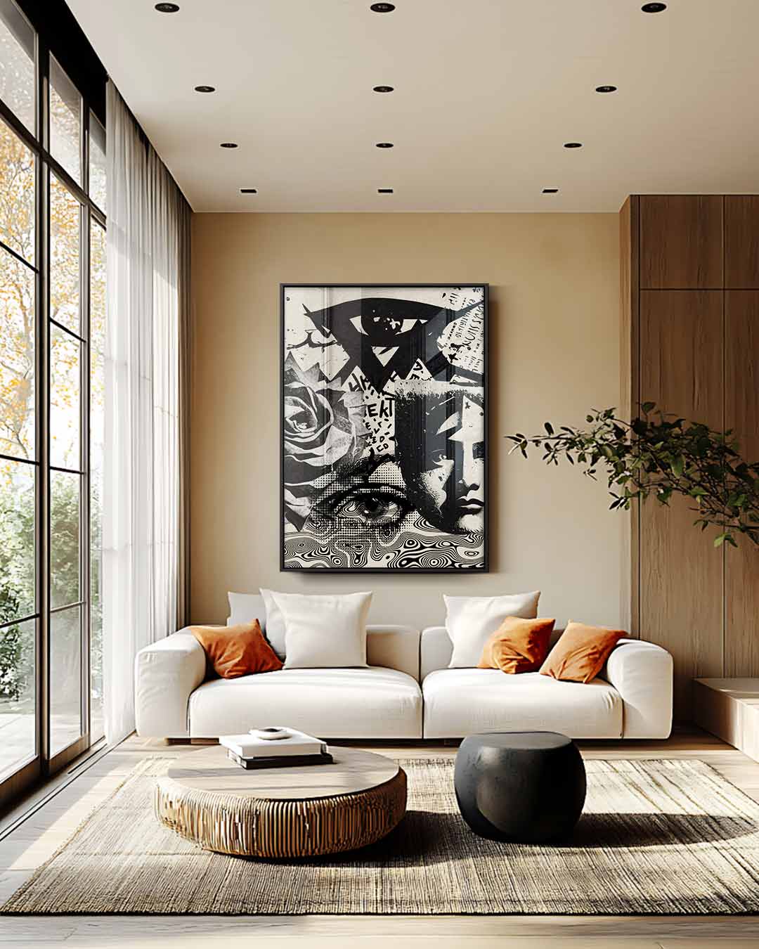 Surrealistische Droomwereld Collage – canvas wanddecoratie in portret formaat