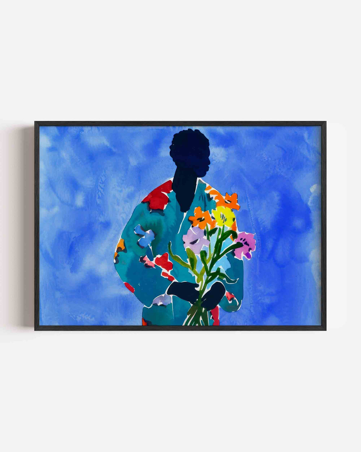 Figuur met bloemen – bloemen landscape poster als wanddecoratie