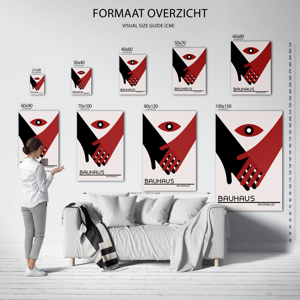 Handen en oog – Bauhaus poster als geometrische wanddecoratie