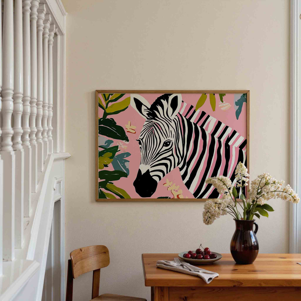 Zebra en bladeren – dieren poster in liggend formaat