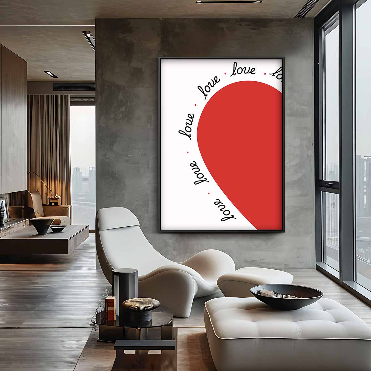Love in Red – staande wandkunst voor woonkamer of interieur
