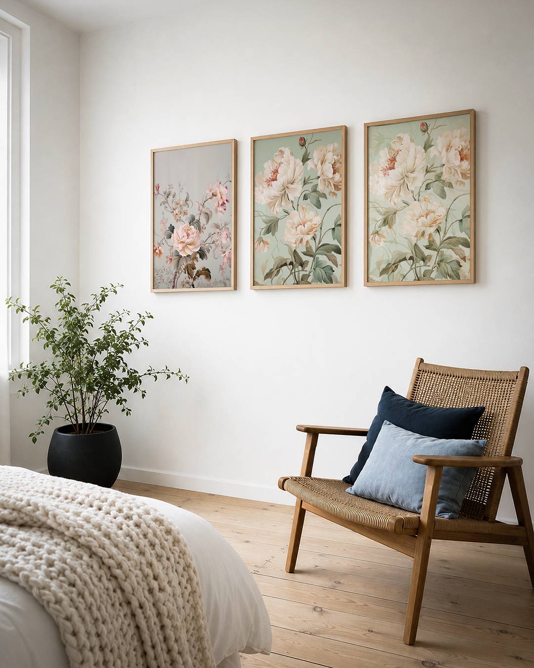 Bloemrijke elegantie posterset – derde productweergave – deze posterset toont delicate bloemen in zachte pasteltinten