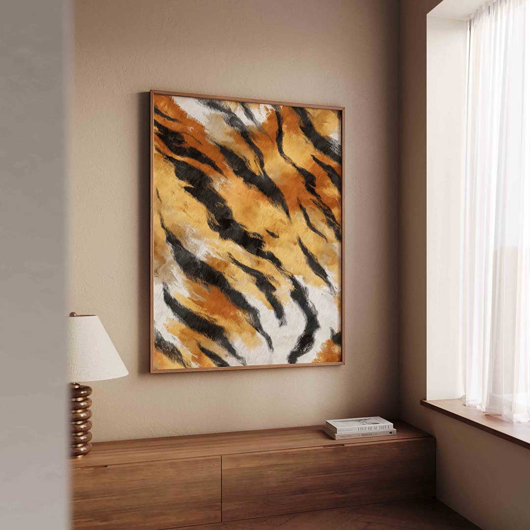 Tijgerstrepen patroon – safari wandkunst als portret poster