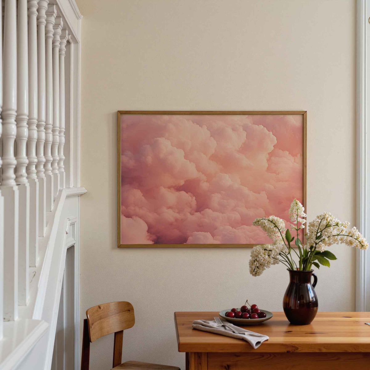 Roze wolken – moderne poster in liggend formaat