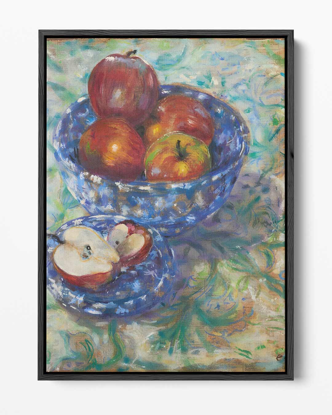 Stilleven met Fruit in Blauwe Schaal – portret kunstwerk als wanddecoratie