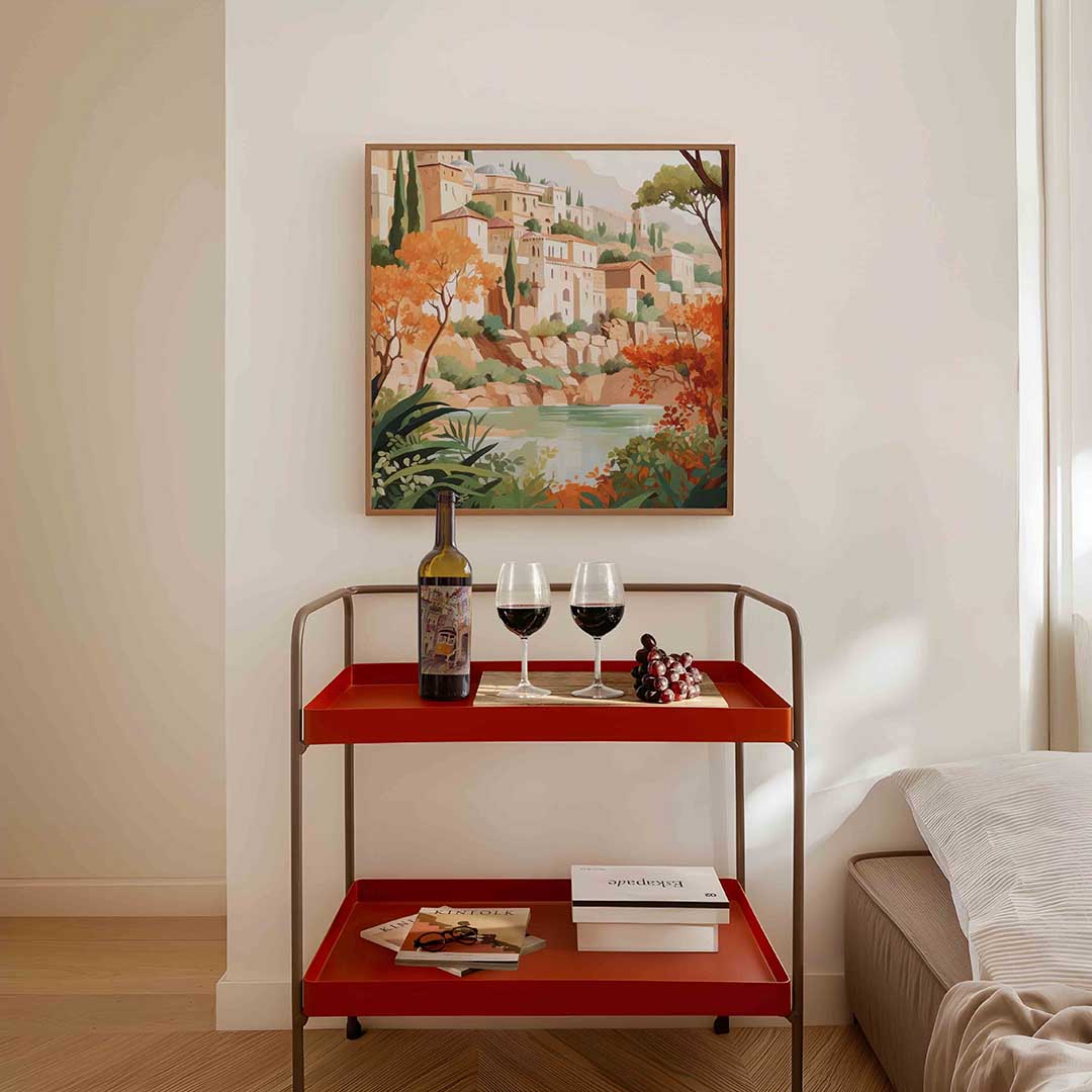 Mediterrane gebouwen – vierkante keuken wanddecoratie van WallArtistic