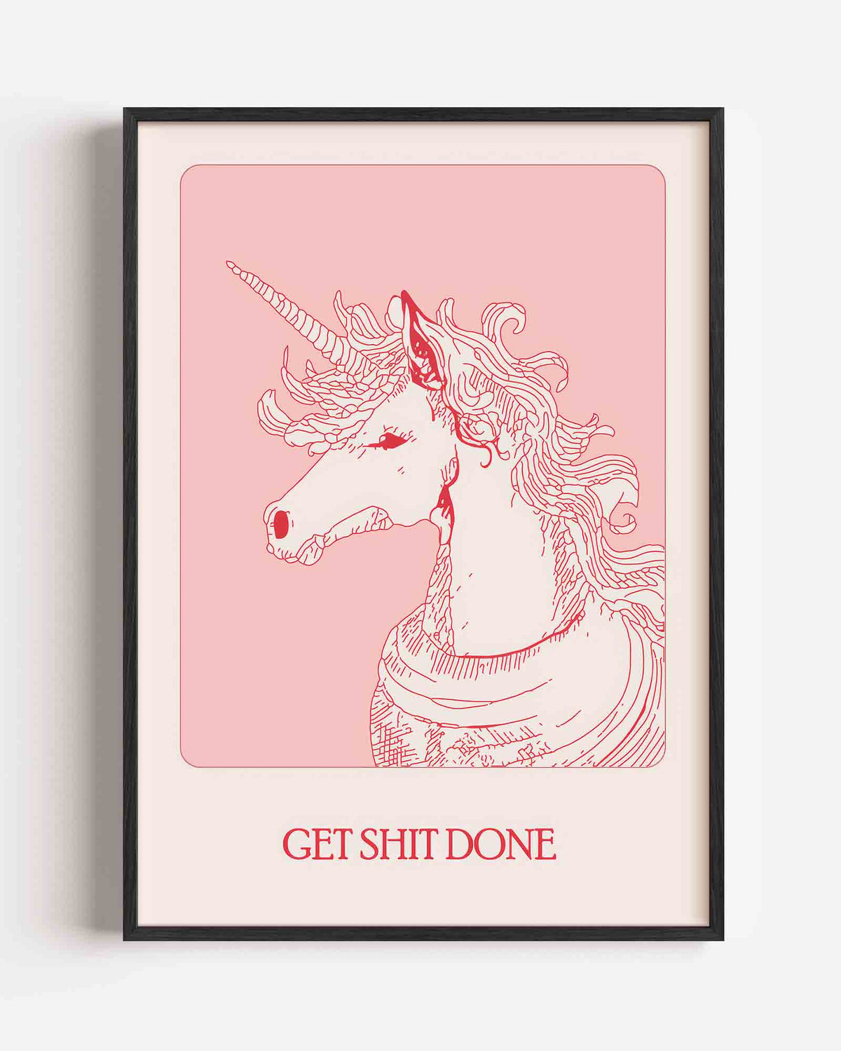 Unicorn met tekst – Kunst & Design poster als staande wanddecoratie