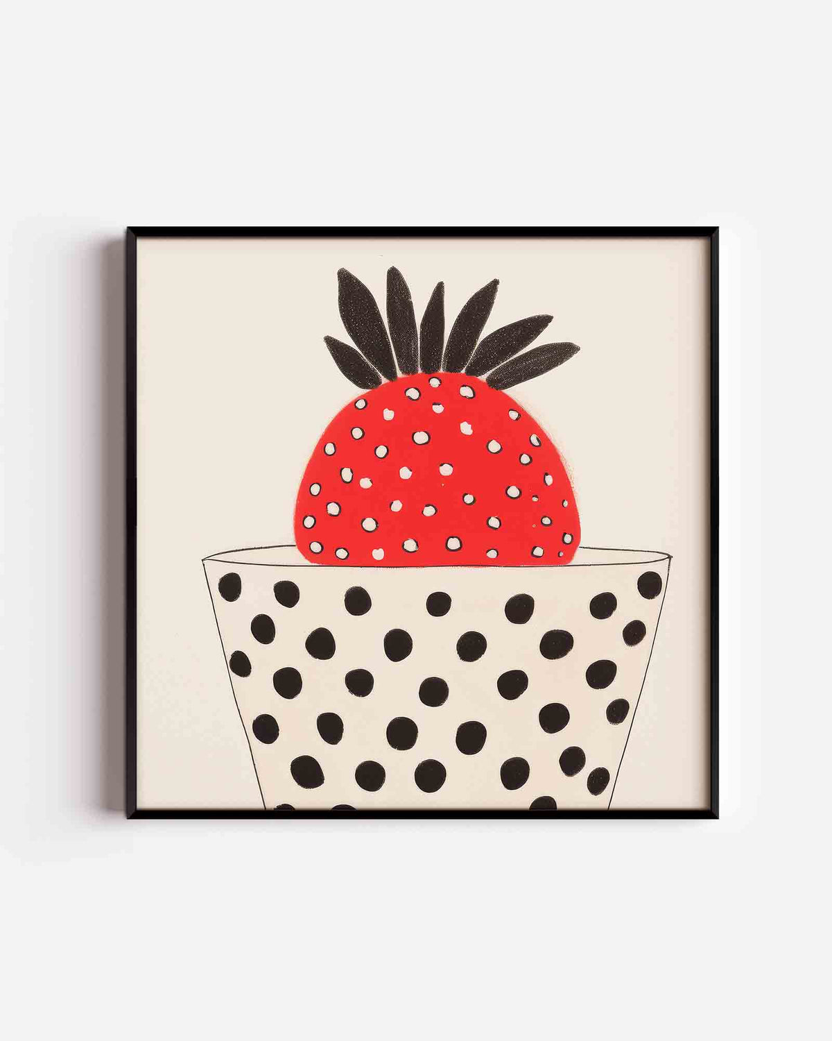 Aardbei in beker – kleurrijke illustratie poster als wanddecoratie
