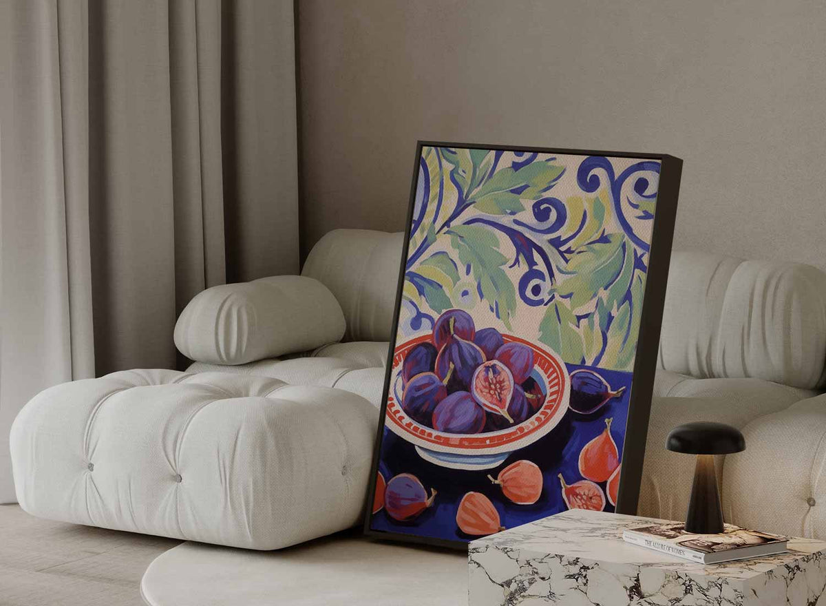 Kleurrijk Stilleven met Vijgen – dibond kunstwerk als wanddecoratie