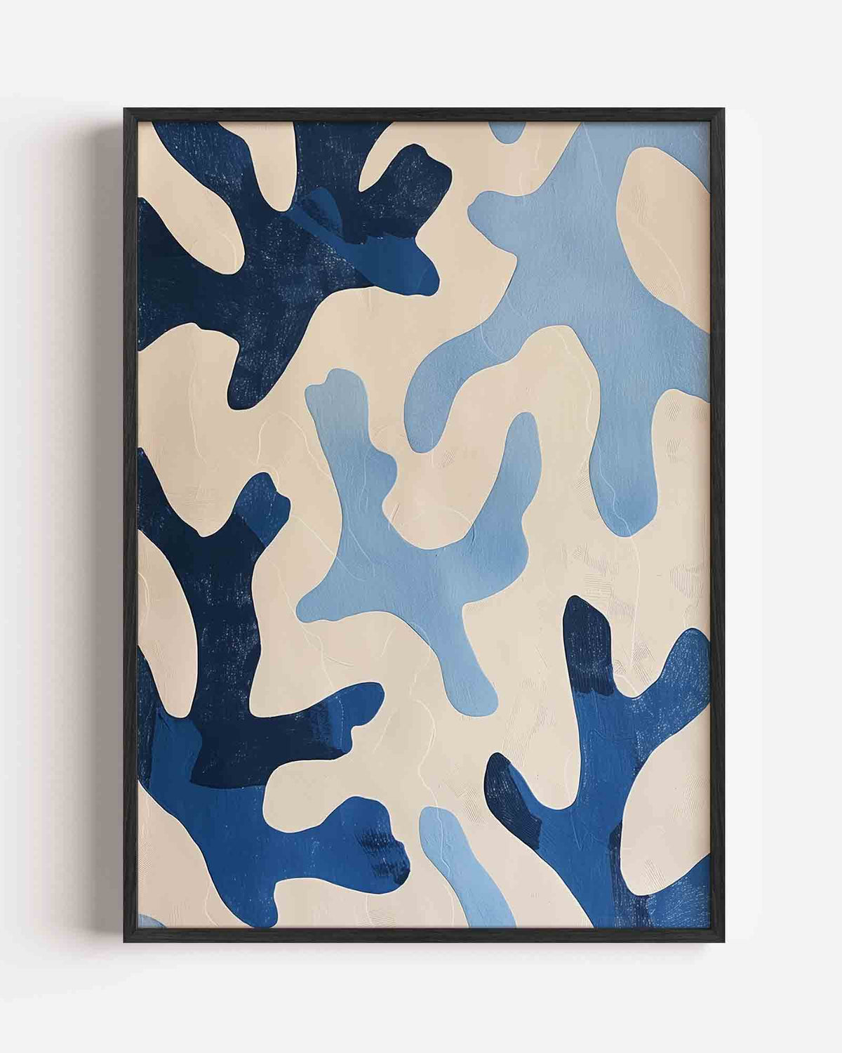 Abstracte blauwe vormen – hedendaagse illustratie portret poster als wanddecoratie