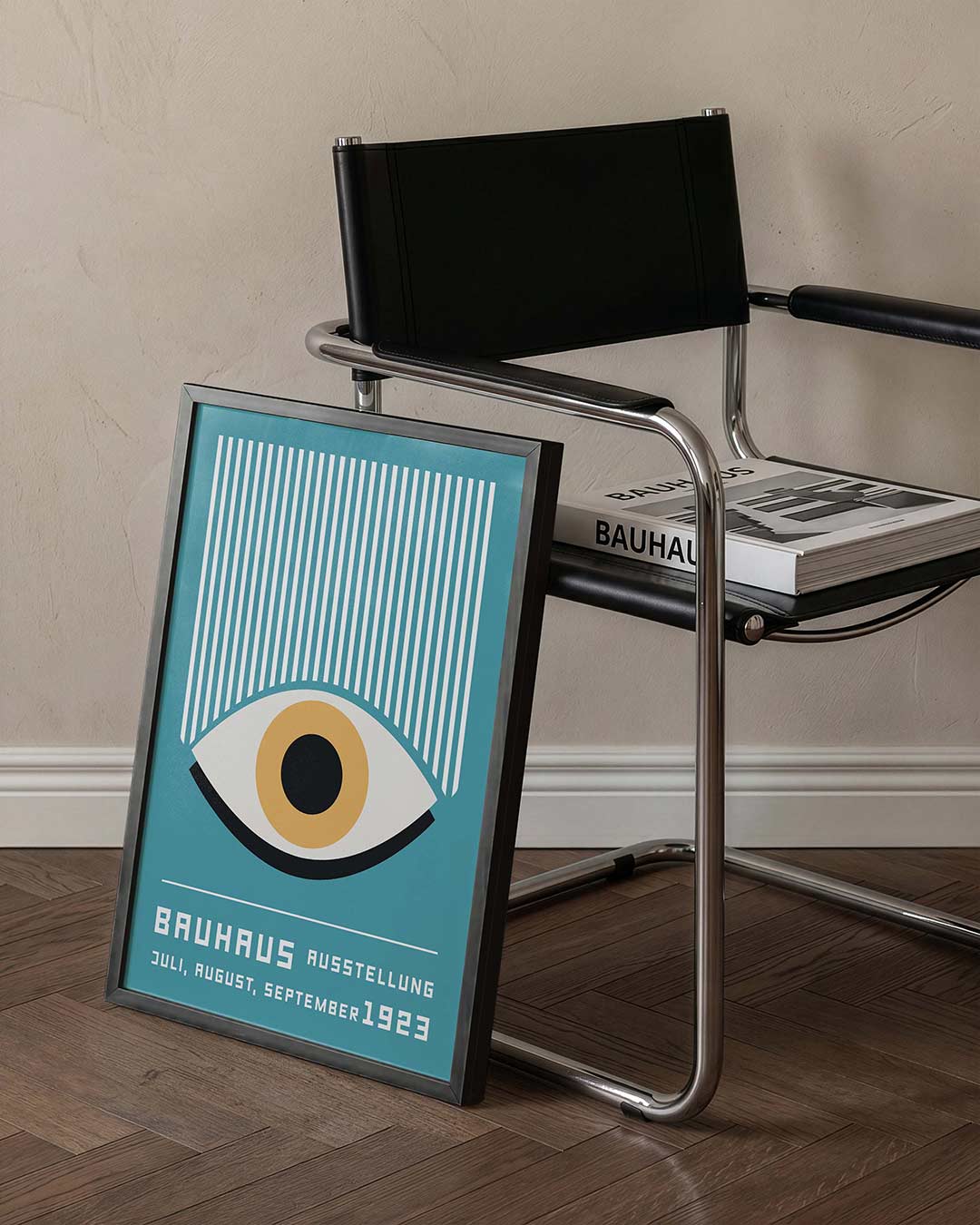 Oog en lijnen – staande Bauhaus poster voor aan de muur
