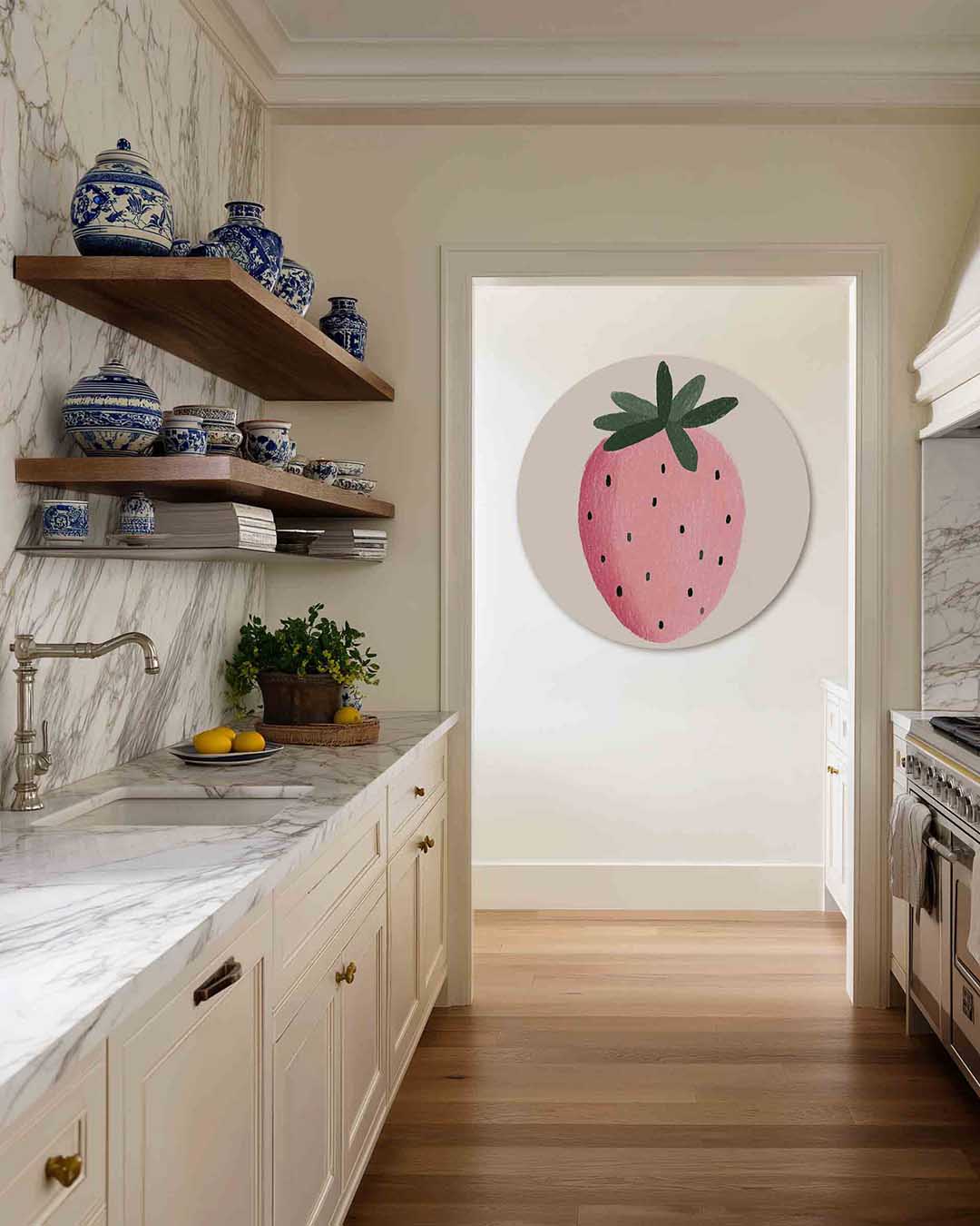 Aardbei – moderne abstracte muurcirkel voor aan de muur