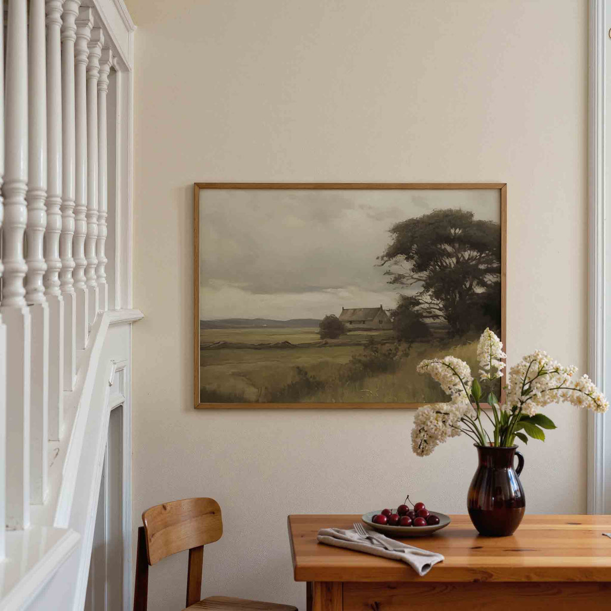 Landschap met huis – liggende illustratie poster als wanddecoratie