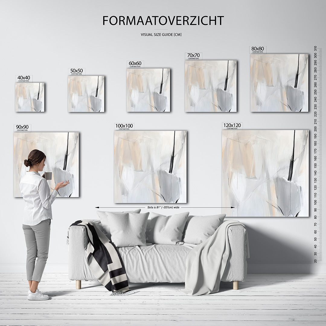 Zachte lijnen compositie kunstwerk – materiaalweergave – dit kunstwerk toont een subtiele mix van zachte lijnen en lichte