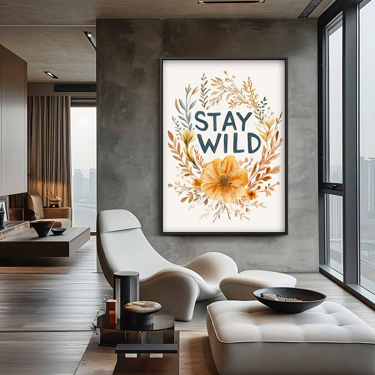 Stay Wild Bloemenkunst – canvas wanddecoratie in portret formaat