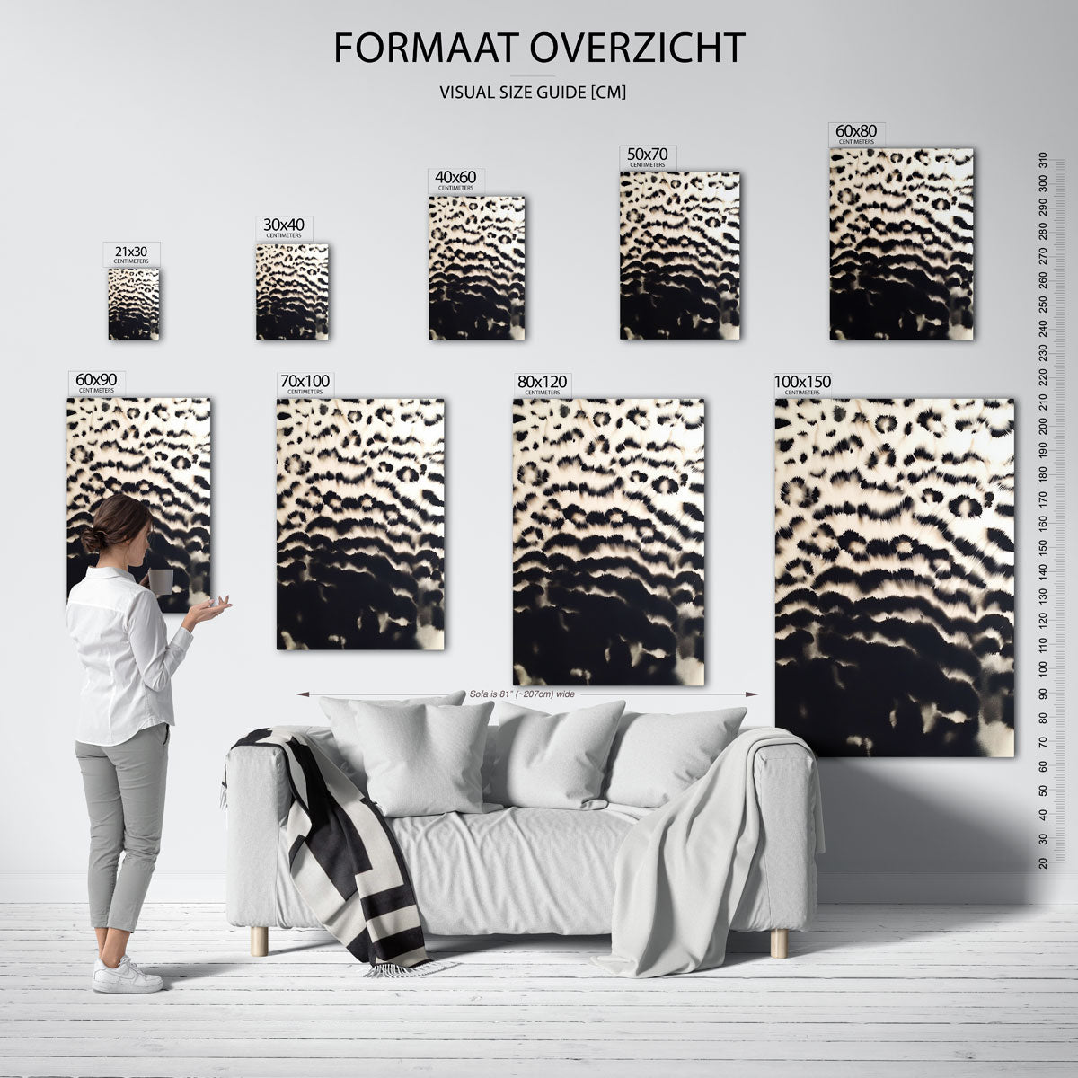 Zwart witte patronen – staande muurposter met safari thema