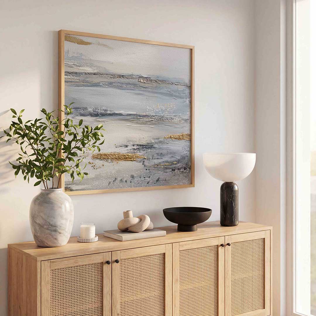 Abstracte landschapsweergave – abstracte wandkunst als vierkante poster