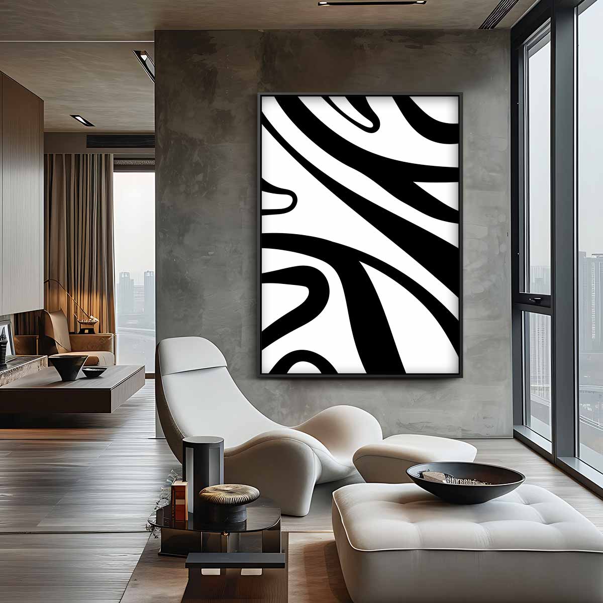 Abstracte Zebrastrepen – canvas wanddecoratie in portret formaat