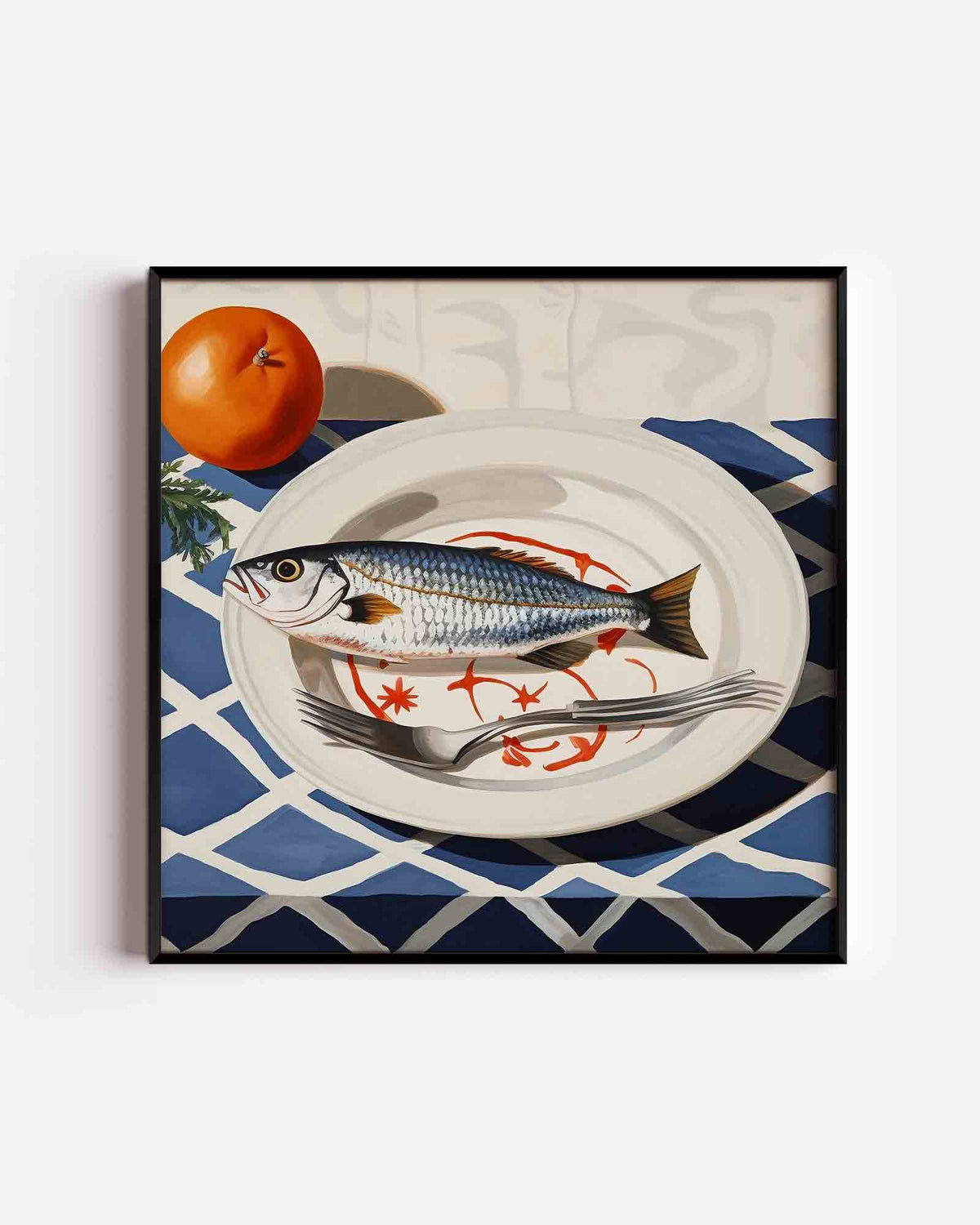 Vis op bord – keuken vierkante poster als wanddecoratie