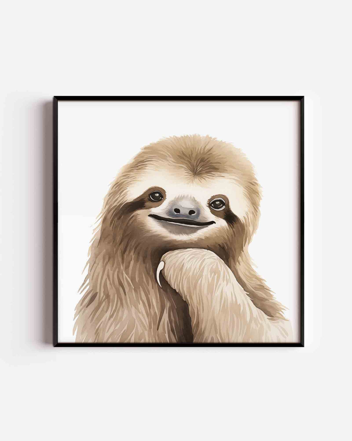 Lachende luiaard – vierkante kinderposter als wanddecoratie