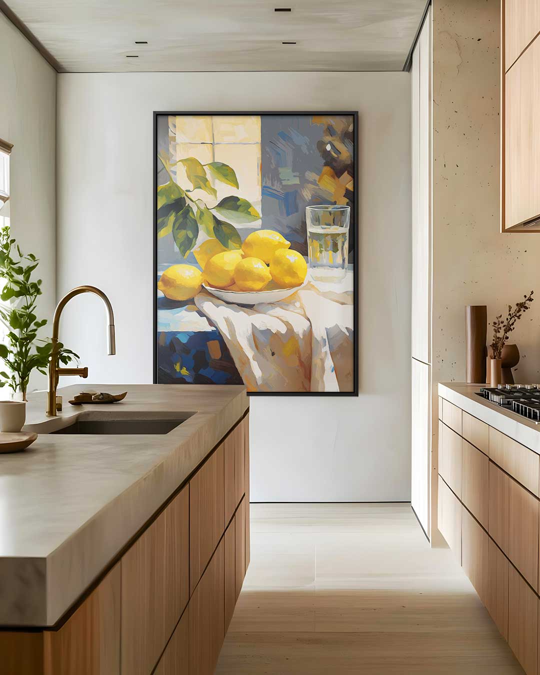 Zonnige Citroenen Stilleven – staand kunstwerk voor modern interieur