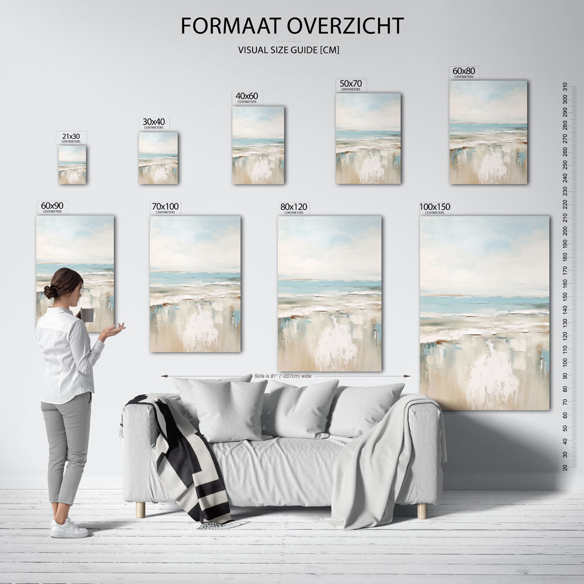 Strand en zee – staande muurposter met botanisch thema