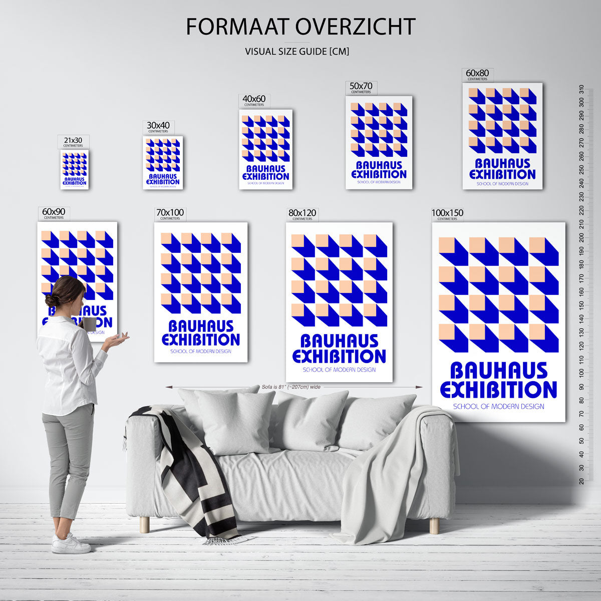 Vorm en schaduw – geometrische poster in Bauhaus-stijl van WallArtistic