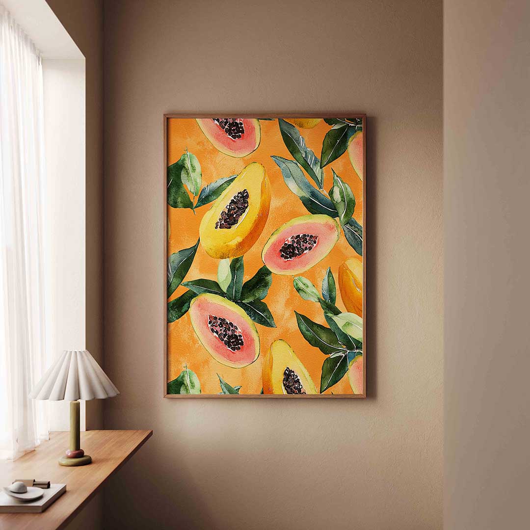 Papaja en bladeren – staande jungle wanddecoratie van WallArtistic