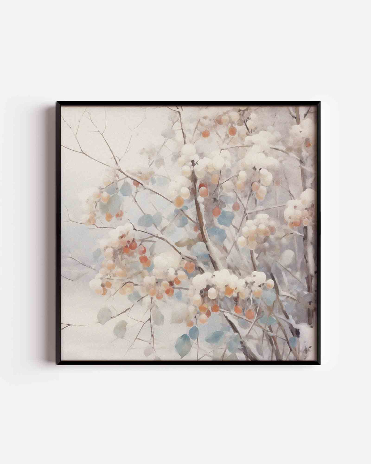 Takken met bessen – kerst vierkante poster als wanddecoratie