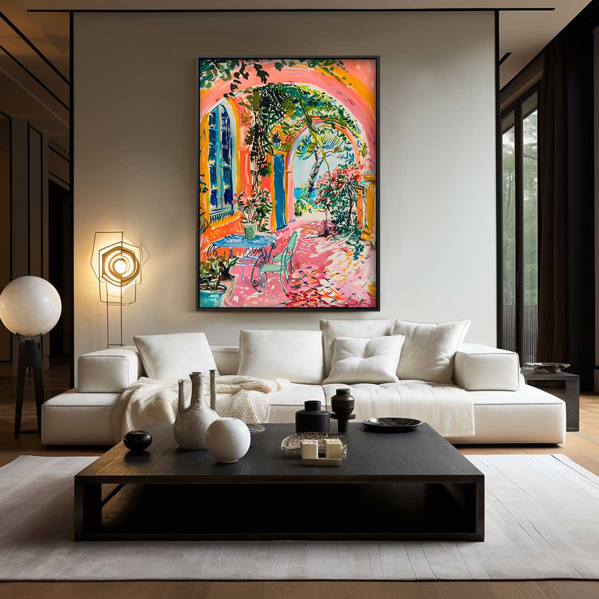Kleurrijke Zomertuin – canvas wanddecoratie in portret formaat