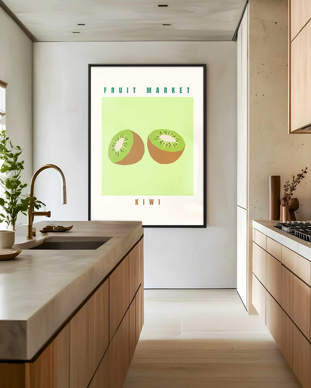 Kleurige Kiwi Kunstprint – staand kunstwerk voor modern interieur