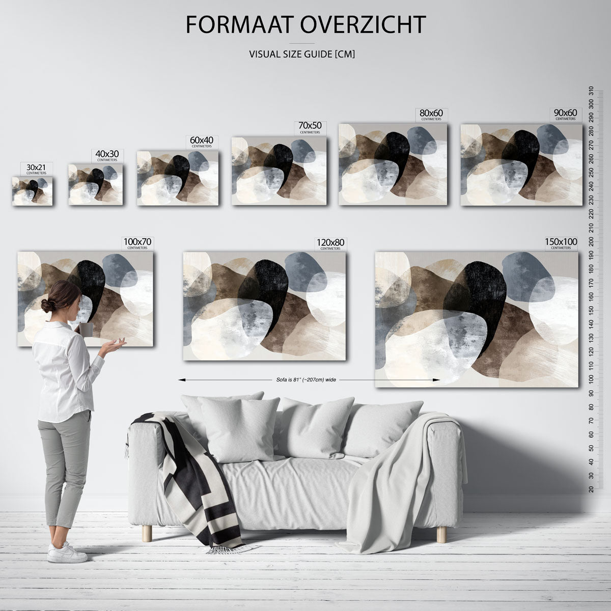Abstracte vormen – liggende muurposter met abstracte vormen