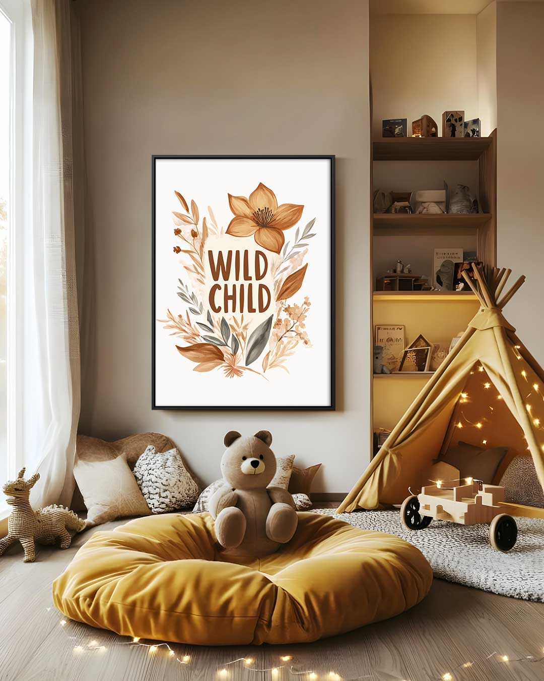 Wild Child Bloemenprint – staand kunstwerk voor modern interieur