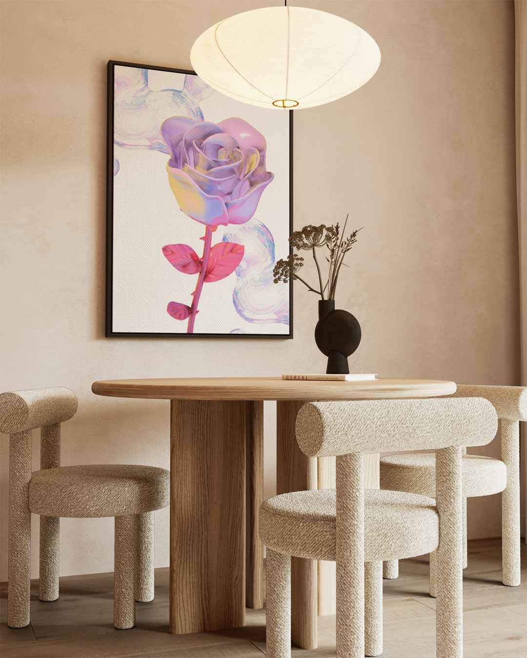 Magische Roos Sculptuur – staande wandkunst voor woonkamer of interieur