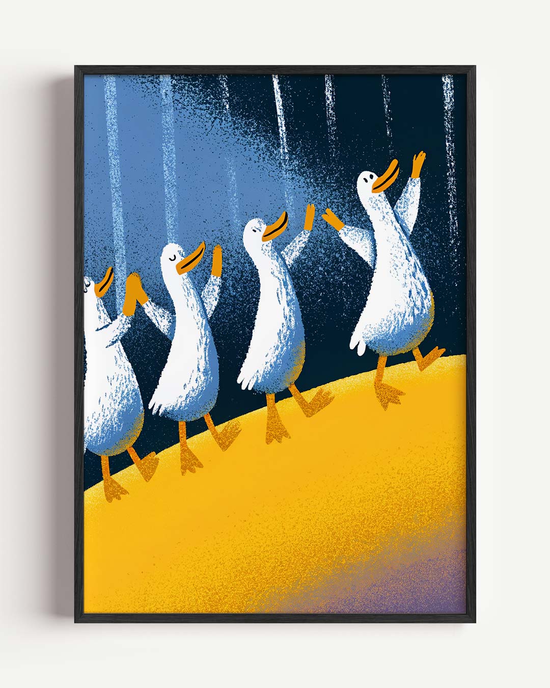 Dansende Eenden Parade – dieren portret poster als wanddecoratie