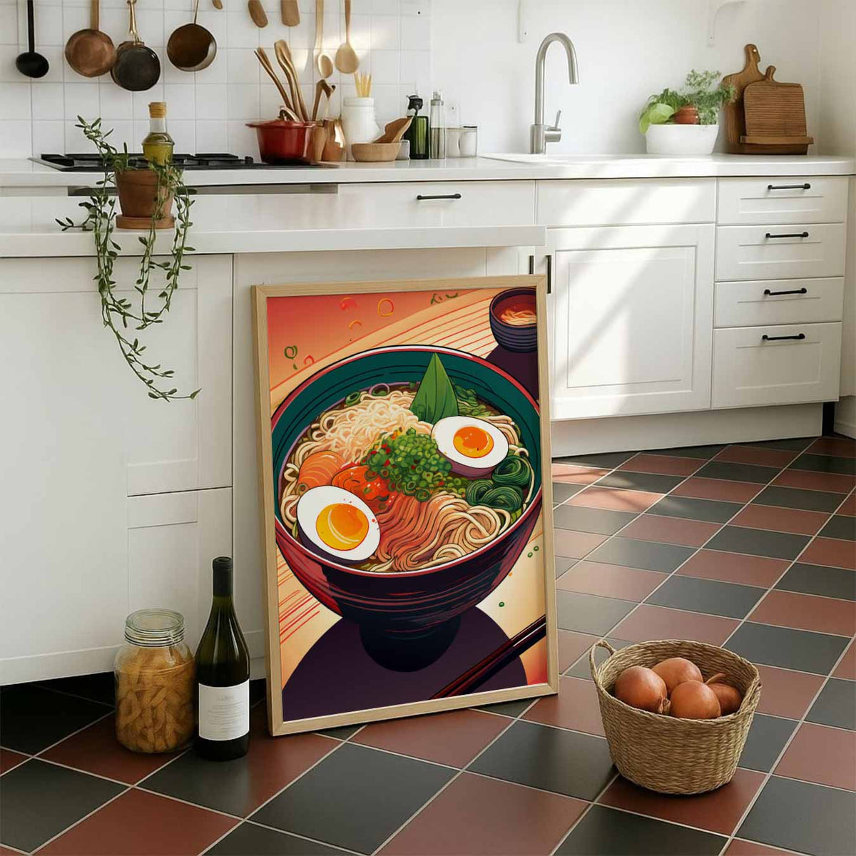 Kleurrijke Ramen Fantasie – staande muurposter voor keuken of eethoek