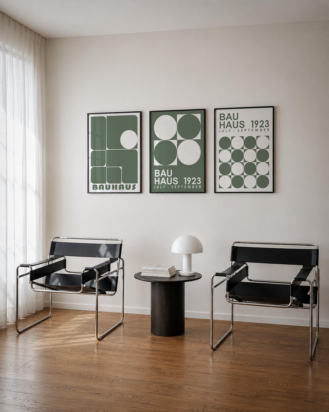 Vormen en vlakken posterset – tweede productweergave – deze posterset in drie delen toont een spel van rechthoeken en cirkels