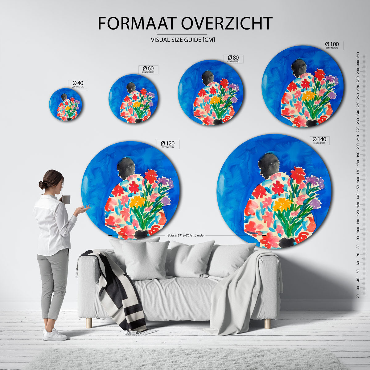 Bloemenfiguur – abstracte wandkunst met textuur als muurcirkel