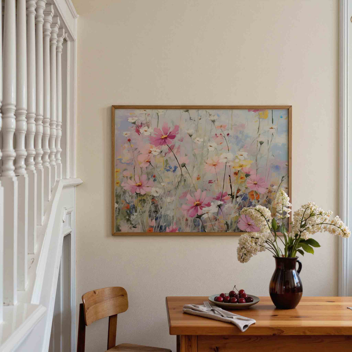 Bloemen in zachte tinten – botanische poster in liggend formaat