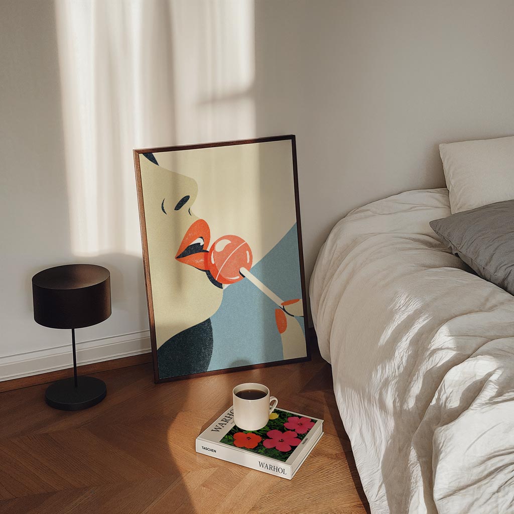 Verleidelijke Lollipop Kunstposter – staande zomer wanddecoratie van WallArtistic