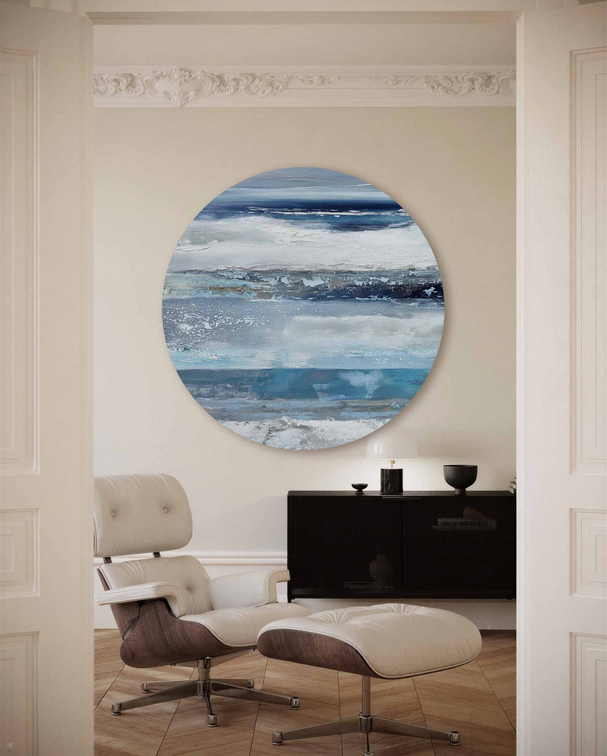 Horizontale lagen – portret muurcirkel als ronde muurdecoratie