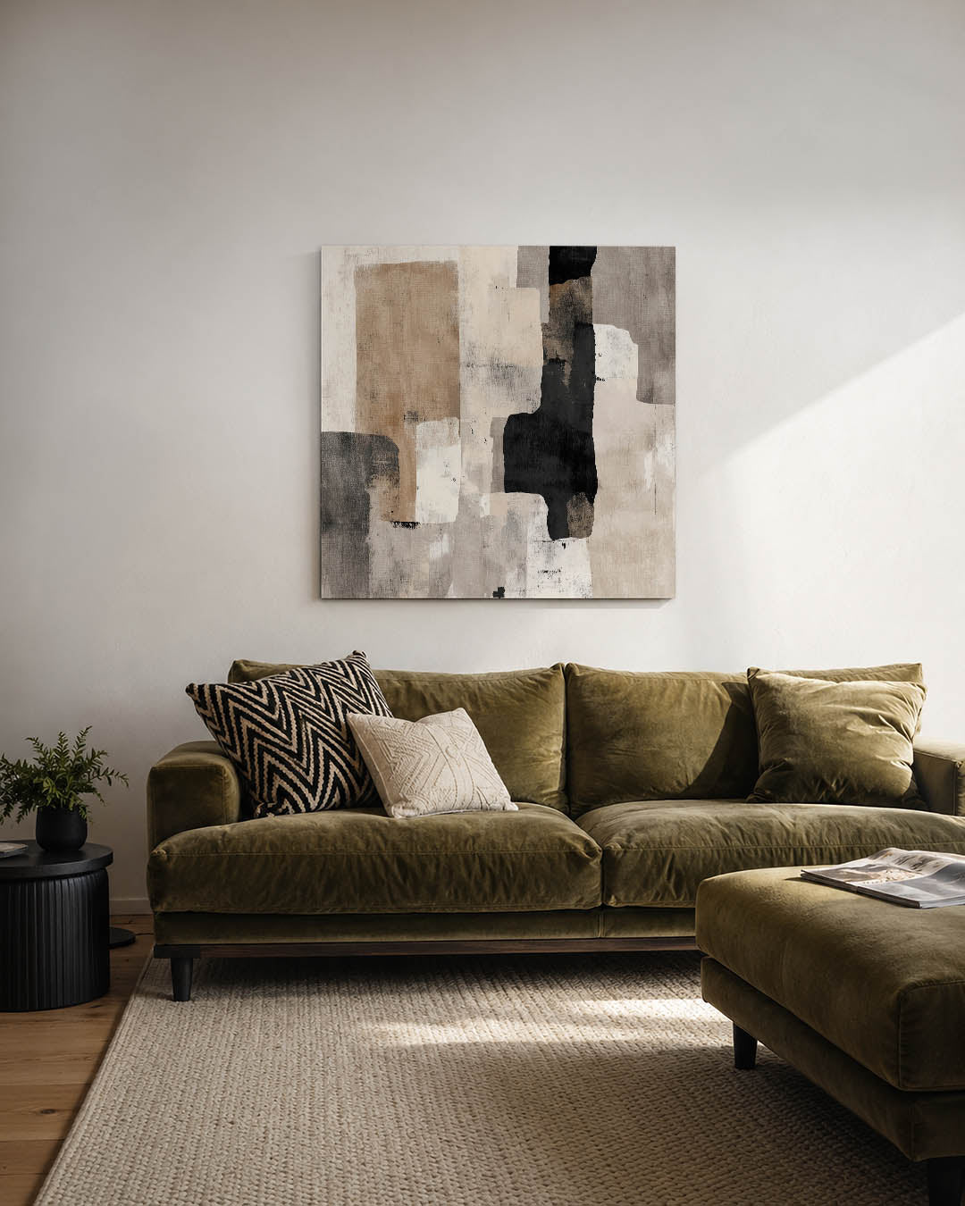 Geometrische vormen compositie kunstwerk – derde productweergave – dit werk toont een dynamische compositie van overlappende