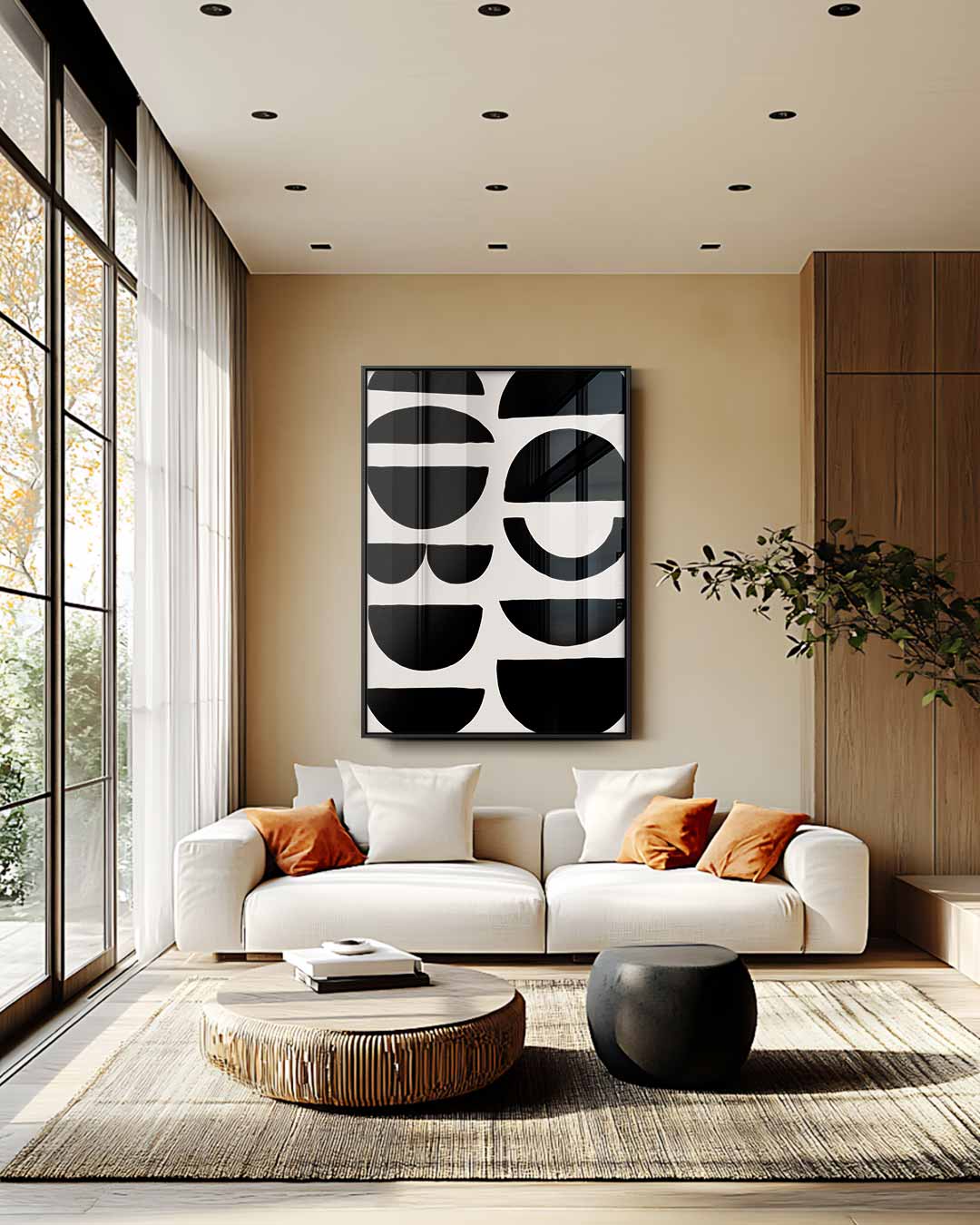 Geometrische Schaduwpatronen – staande wandkunst voor woonkamer of interieur