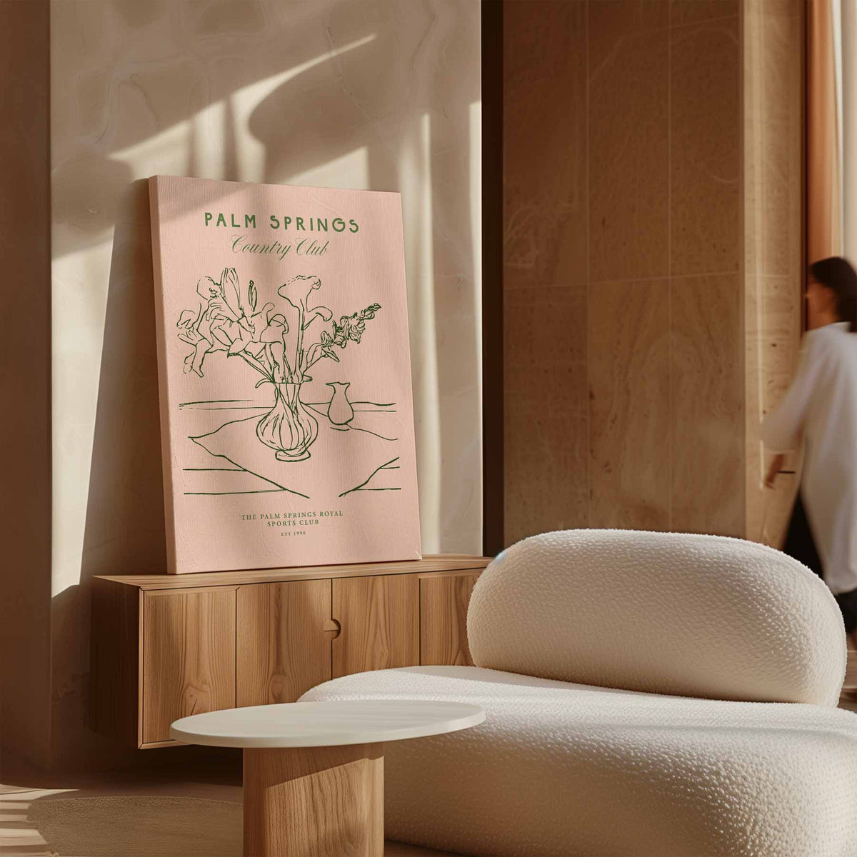 Palm Springs Country Club Bloemenprint – dibond wanddecoratie in staand formaat
