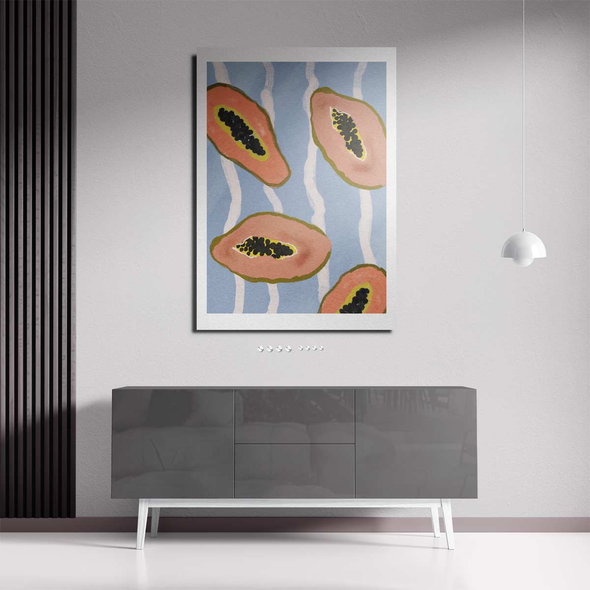 Tropische Papaya Vibes – staande wandkunst voor woonkamer of interieur