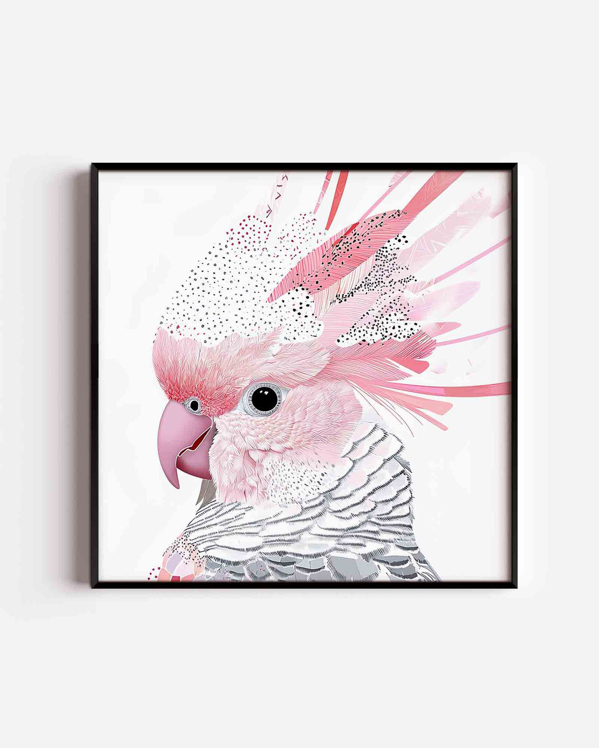 Roze vogel – vierkante dierenposter als wanddecoratie