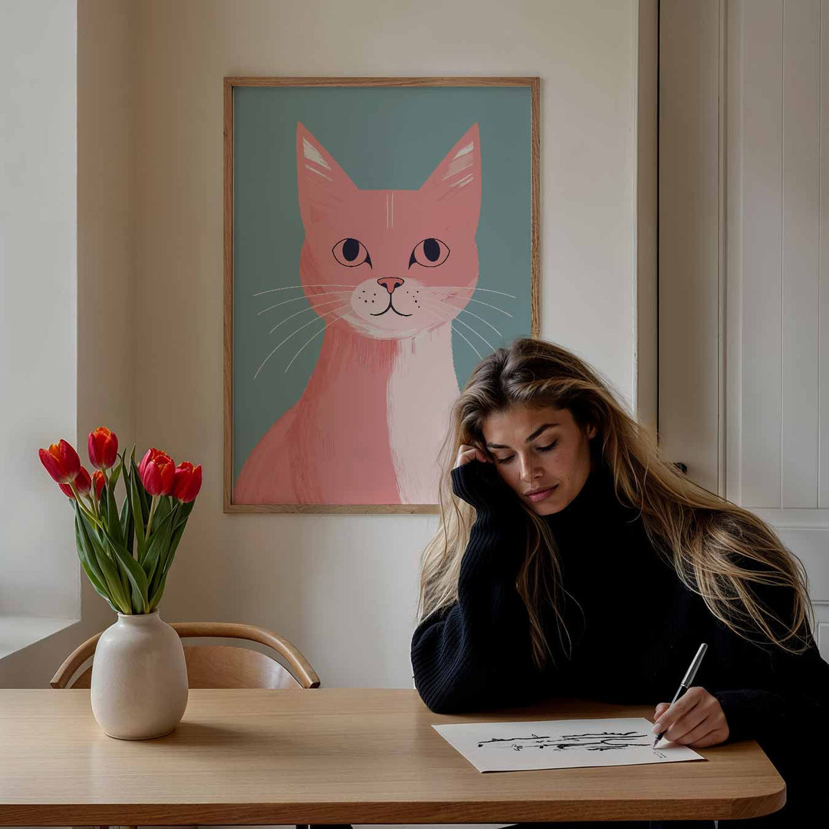 Stylish Kattenposter – staande dieren wanddecoratie van WallArtistic
