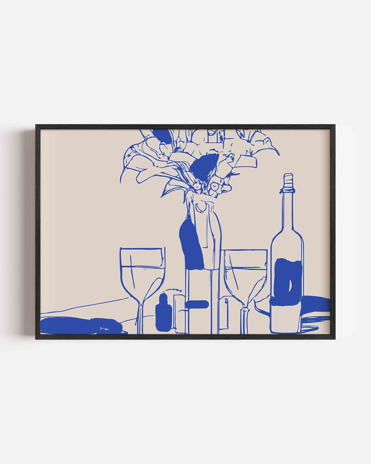 Stilleven met flessen en glazen – keuken landscape poster als wanddecoratie