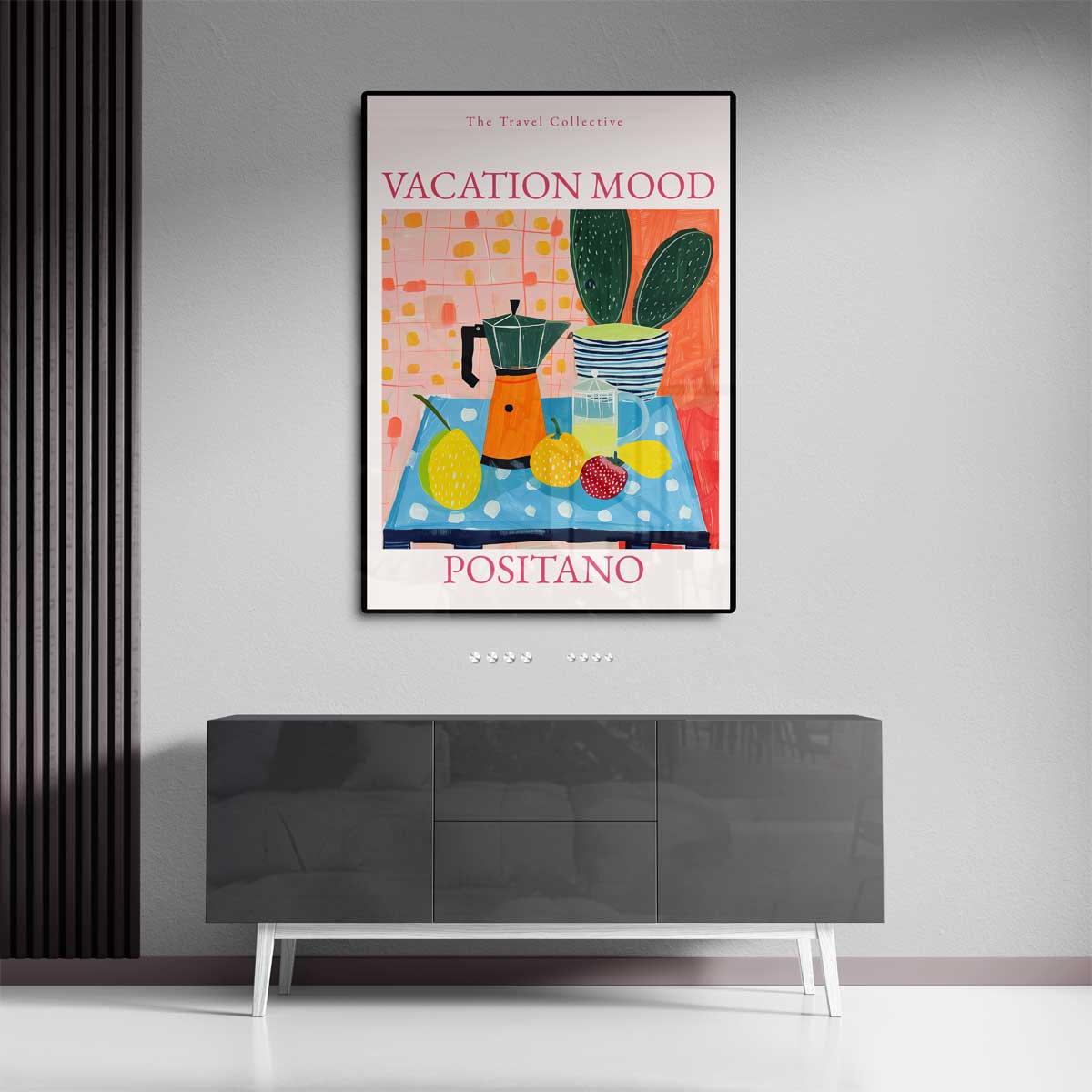 Zomerse Positano Vibes – kunstwerk met zwarte baklijst