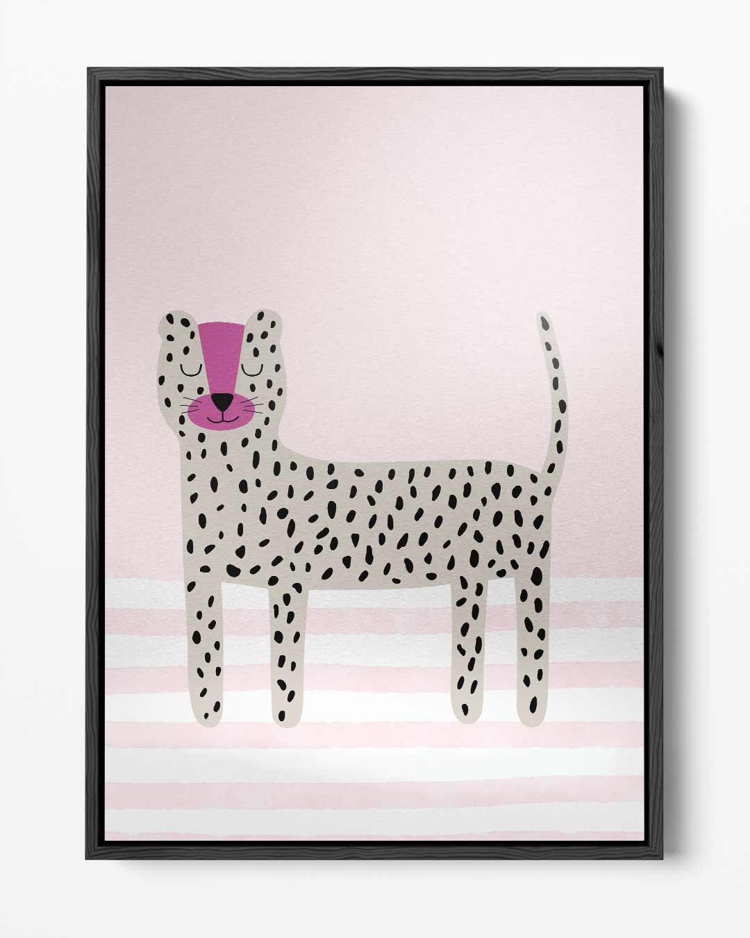 Schattige Roze Luipaard Illustratie – portret kunstwerk als wanddecoratie